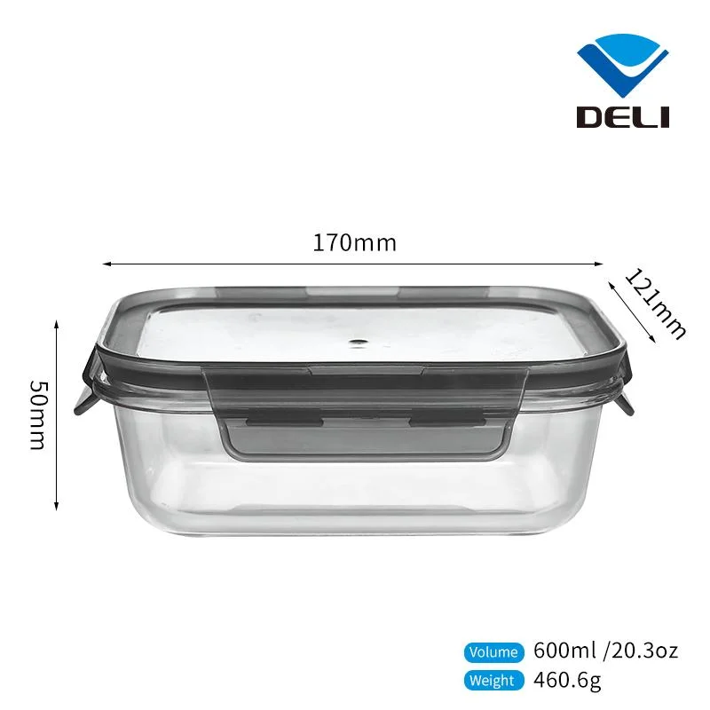 Wholesale 600ml 20.3oz Air Tight Microwavable Glass Storage Containers Lunch Box Glass Crisper