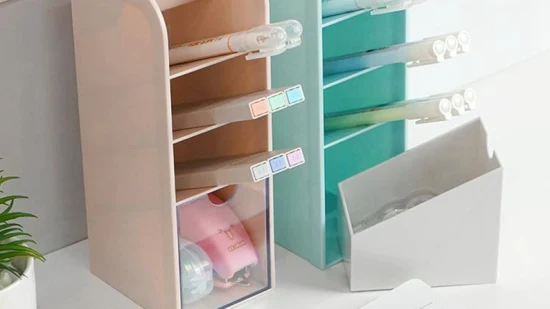 Cute DIY360 Rotating Transparent Solid Color Desktop Makeup Brush Storage Pen Holder