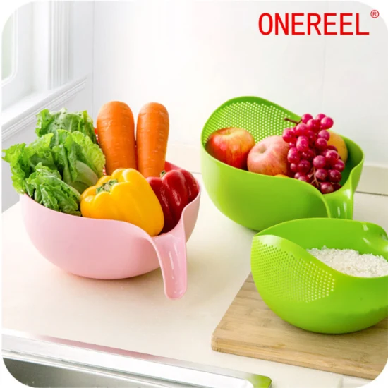 Kitchen Drain Rice Bowl Plastic Vegetable Drainer Basket