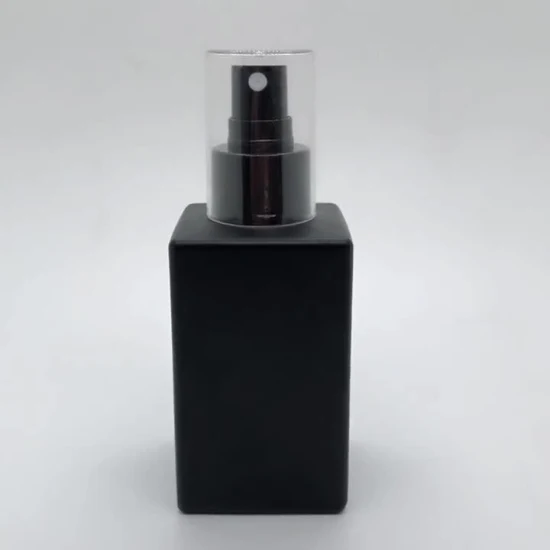 Matte Black Perfume Empty 120ml Square Glass Spray Bottle