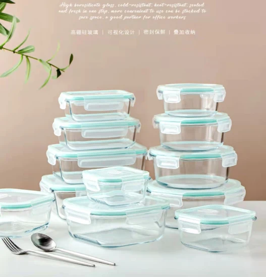 730ml Round Kitchen Lunch Box Microwave Glass Bowl Glass Crisper with Lid